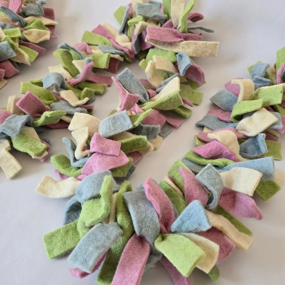 6ft Easter Pastel Felt Rag Felt Fringe Strip Garland Spring Mantel Decor